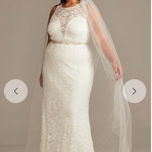 David’s bridal Elegant Chantilly Lace Wedding Dress. New with tags! Never worn!